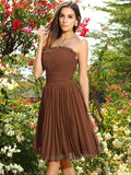 A-Line/Princess Strapless Pleats Sleeveless Short Chiffon Bridesmaid Dresses TPP0005323