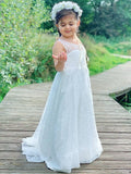 A-Line/Princess Lace Ruffles Scoop Sleeveless Ankle-Length Flower Girl Dresses TPP0007475