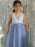 A-Line/Princess Tulle Lace Scoop Sleeveless Knee-Length Flower Girl Dresses TPP0007465