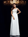 A-Line/Princess Scoop Applique Sleeveless Long Chiffon Dresses TPP0003374