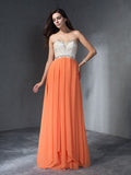 A-Line/Princess Beading Sweetheart Sleeveless Long Chiffon Dresses TPP0003849