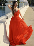 A-Line/Princess Chiffon Ruched V-neck Sleeveless Floor-Length Dresses TPP0004862