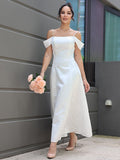 A-Line/Princess Satin Ruffles Spaghetti Straps Sleeveless Ankle-Length Wedding Dresses TPP0007030