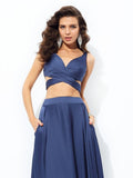 A-line/Princess Straps Sleeveless Long Satin Chiffon Two Piece Dresses TPP0002457