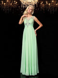 A-line/Princess Scoop Beading Sleeveless Long Chiffon Dresses TPP0004138