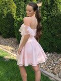 A-Line/Princess Lace Off-the-Shoulder Sleeveless Applique Short/Mini Homecoming Dresses TPP0004516