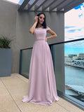 A-Line/Princess Chiffon Beading Straps Sleeveless Floor-Length Dresses TPP0001638