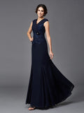 A-Line/Princess Straps Lace Sleeveless Long Chiffon Mother of the Bride Dresses TPP0007321