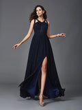 A-Line/Princess Straps Sleeveless Long Chiffon Dresses TPP0002971