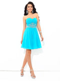 A-Line/Princess Sweetheart Pleats Sleeveless Short Chiffon Cocktail Dresses TPP0008320