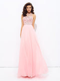 A-line/Princess Jewel Beading Sleeveless Long Chiffon Dresses TPP0002213