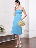 A-Line/Princess Strapless Sleeveless Sash Short Satin Bridesmaid Dresses TPP0005801