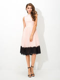 A-Line/Princess High Neck Lace Sleeveless Short Chiffon Cocktail Dresses TPP0008516