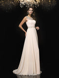 A-Line/Princess Scoop Beading Sleeveless Long Chiffon Dresses TPP0003618