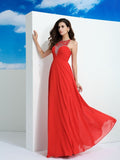 A-Line/Princess Sheer Neck Beading Sleeveless Long Chiffon Dresses TPP0003219