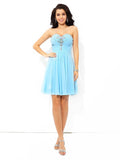 A-Line/Princess Sweetheart Beading Sleeveless Short Chiffon Cocktail Dresses TPP0008586