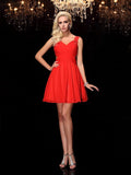 A-Line/Princess Straps Acrylic Jewels Sleeveless Short Chiffon Dresses TPP0008288