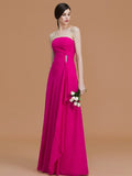 A-Line/Princess Strapless Sleeveless Floor-Length Ruffles Chiffon Bridesmaid Dresses TPP0005756