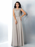 A-Line/Princess Sheer Neck Beading Sleeveless Long Chiffon Dresses TPP0002696