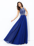 A-line/Princess Scoop Beading Sleeveless Long Chiffon Dresses TPP0002024