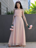 A-Line/Princess Chiffon Ruffles Spaghetti Straps Sleeveless Floor-Length Junior/Girls Bridesmaid Dresses TPP0005879