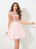 A-Line/Princess Sheer Neck Sequin Sleeveless Short Chiffon Cocktail Dresses TPP0002265