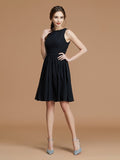 A-Line/Princess One-Shoulder Sleeveless Short/Mini Ruched Chiffon Bridesmaid Dresses