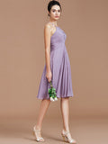 A-Line/Princess Halter Sleeveless Ruched Short/Mini Chiffon Bridesmaid Dresses TPP0005152