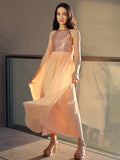 A-Line/Princess Chiffon Sequin Scoop Sleeveless Ankle-Length Junior/Girls Bridesmaid Dresses TPP0005882