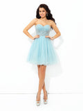 A-Line/Princess Sweetheart Beading Short Sleeveless Satin Cocktail Dresses TPP0008752