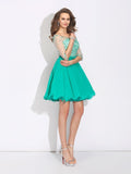 A-Line/Princess Off-the-Shoulder Beading 1/2 Sleeves Short Chiffon Dresses TPP0008484