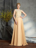 A-Line/Princess Scoop Applique Sleeveless Long Chiffon Mother of the Bride Dresses TPP0007368