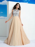 A-Line/Princess Scoop Paillette Sleeveless Long Chiffon Dresses TPP0003777