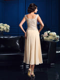 A-Line/Princess Square Applique Sleeveless Short Chiffon Mother of the Bride Dresses TPP0007279