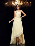 A-Line/Princess One-Shoulder Beading Sleeveless High Low Chiffon Dresses TPP0003829