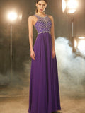 A-Line/Princess Sleeveless Chiffon Scoop Crystal Floor-Length Dresses TPP0003213