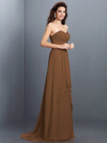 A-Line/Princess Sweetheart Pleats Sleeveless Long Chiffon Bridesmaid Dresses TPP0005681