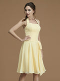 A-Line/Princess Bateau Sleeveless Short/Mini Ruffles Chiffon Bridesmaid Dresses