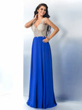 A-Line/Princess Straps Beading Sleeveless Long Chiffon Dresses TPP0003689