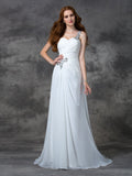 A-line/Princess One-Shoulder Beading Sleeveless Long Chiffon Dresses TPP0006712