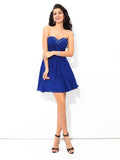 A-Line/Princess Sweetheart Sleeveless Pleats Short Chiffon Cocktail Dresses TPP0008805