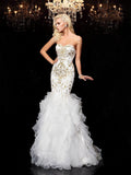 Trumpet/Mermaid Sweetheart Beading Sleeveless Long Organza Dresses TPP0009094