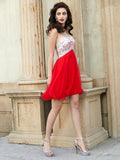 A-line/Princess One-Shoulder Beading Sleeveless Chiffon Short/Mini Dresses TPP0008824