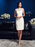 Sheath/Column Jewel Lace Sleeveless Short Lace Mother of the Bride Dresses TPP0007314