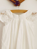 A-Line/Princess Scoop Applique Short Sleeves Knee-Length Flower Girl Dresses TPP0007898