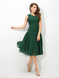 A-Line/Princess Scoop Pleats Sleeveless Short Chiffon Dresses TPP0003446