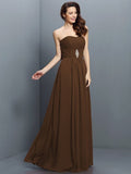 A-Line/Princess Strapless Pleats Sleeveless Long Chiffon Bridesmaid Dresses TPP0005391