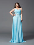 A-Line/Princess One-Shoulder Rhinestone Sleeveless Long Chiffon Plus Size Dresses TPP0004207