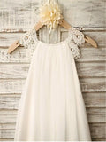 A-line/Princess Scoop Sleeveless Lace Tea-Length Chiffon Flower Girl Dresses TPP0007571