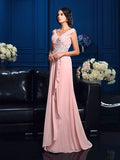 A-Line/Princess V-neck Beading Sleeveless Long Chiffon Mother of the Bride Dresses TPP0007097